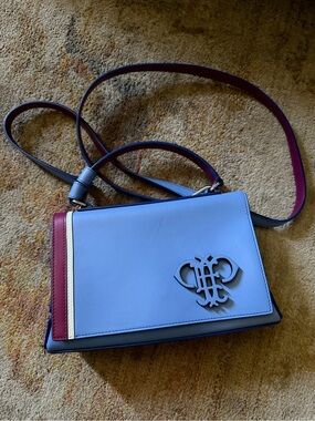 Emilio Pucci Blue Crossbody with Burgundy and Cream Trim